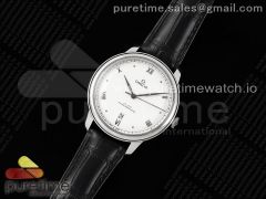 De Ville Date SS MKF 1:1 Best Edition White Dial on Black Leather Strap A8800