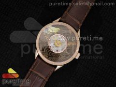 Metiers D'Art 40mm RG Black Frog Dial on Brown Leather Strap A2824
