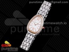 Serpenti Seduttori Watch SS BVF 1:1 Best Edition White Dial Diamonds RG Bezel on SS Bracelet ETA Quartz