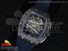 RM061 Black Ceramic Blue Inner Bezel Skeleton Dial on Blue Rubber Strap MIYOTA8215