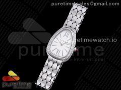 Serpenti Seduttori Watch SS BVF 1:1 Best Edition White Dial Diamonds Bezel on SS Bracelet ETA Quartz