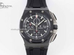 Royal Oak Offshore 44mm Black Ceramic Case JJF 1:1 Best Edition Black Dial on Rubber Strap A3126 V2
