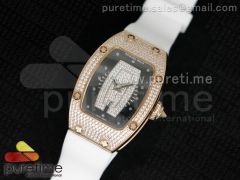 RM 007 Lady RG Diamonds Dial on White Rubber Strap 6T51