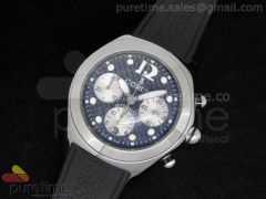 Bubble Chronograph SS Black Dial on Black Rubber Strap A7750