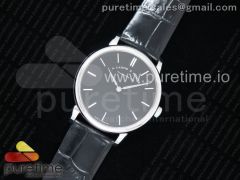 Saxonia Thin SS OXF Best Edition Black Dial on Black Leather Strap A2892