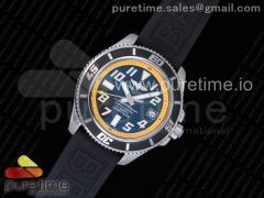 SuperOcean 42mm ZF 1:1 Best Edition Black Dial Yellow Inner on Black rubber strap A2824