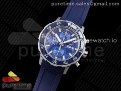 Aquatimer Chrono IW376711 SS OXF 1:1 Best Edition Blue Dial on Blue Rubber Strap A7750