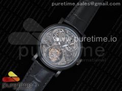 Giga Tourbillon PVD Skeleton Dial on Black Leather Strap