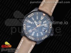 Aquaracer Calibre 5 DLC All Black V6F 1:1 Best Edition Textured Dial Ceramic Bezel on Nylon Strap A2824