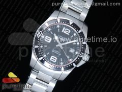 Hydro Conquest Automatic SS Black Dial on SS Bracelet A2824