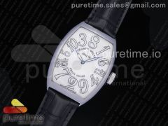 Crazy Hours Real Jumping Hour SS OXF White Dial White Markers on Black Leather Strap A23J