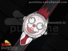 Konstantin Chaykin Joker SS TWF Best Edition White Dial Red Inner Bezel on Black Tie Leather Strap NH35A