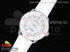 Fifty Fathoms White/Pink WTF Best Edition White Dial on White Sail-canvas Strap A1315