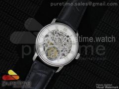 Carrousel Tourbillon SS Skeleton Dial on Black Leather Strap