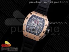 RM011 RG Chrono KVF 1:1 Best Edition Crystal Dial Black on Black Rubber Strap A7750 V3