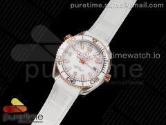 Planet Ocean 39.5mm SS/RG VSF 1:1 Best Edition White Dial on White Leather Strap A8800