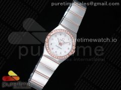 Constellation Ladies 25mm K11F 1:1 Best Edition SS/RG White Textured Dial Diamonds Markers Diamonds Bezel on SS/RG Bracelet ETA Quartz