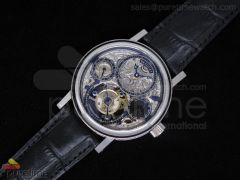 Jubilee Calendar SS Skeleton Dial Black Leather Strap Asian Hand-Winding