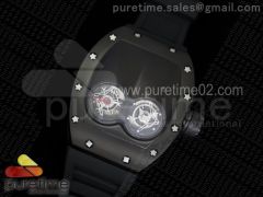 RM053 PVD Fake Tourbillon Skeleton Dial on Black Rubber Strap A2824