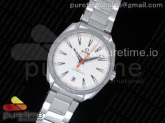 Aqua Terra 150M Master Chronometers VSF 1:1 Best Edition White Dial Orange Hand on SS Bracelet A8900 Super Clone (2 Straps)
