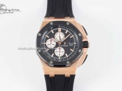 Royal Oak Offshore 44mm RG Ceramic Bezel JJF 1:1 Best Edition Black/White Dial on Rubber Strap A3126 V2