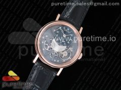 Tradition 7057BR/G9/9W6 RG Real PR SF 1:1 Best Edition Black Skeleton Dial on Black Leather Strap A507 V2