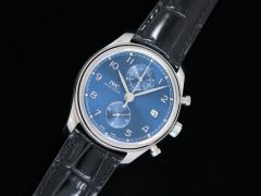 Portugieser Chrono Classic 42 IW3903 YLF Best Edition Blue Dial on Black Leather Strap A7750