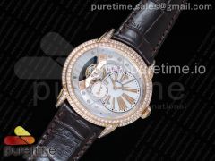 Millennium Series 15350 RG V9F 1:1 Best Edition Diamonds Bezel White Dial RG Markers on Brown Leather Strap A4101