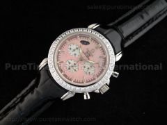 Deville Co-Axial Chronograph SS Pink Dial Diamond Bezel
