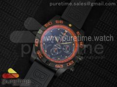 Chronomat Raven PVD Orange Inner Bezel Black Dial on Black Rubber Strap A7750
