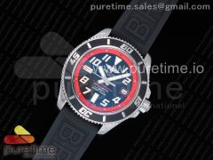 SuperOcean 42mm ZF 1:1 Best Edition Black Dial Red Inner on Black rubber strap A2824