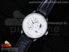 PanoMaticLunar SS TZF White Dial on Black Leather Strap A23J