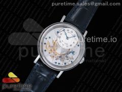 Tradition 7057BB/11/9W6 SS Real PR SF 1:1 Best Edition Silver Skeleton Dial on Blue Leather Strap A507 V2