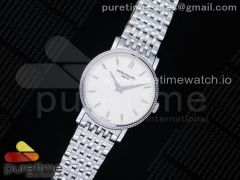 Calatrava 5120 SS TWF Best Edition White Dial on SS Bracelet A240 (Free Leather)