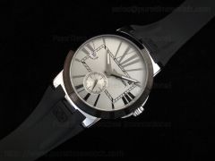 Executive Dual Time SS Black Bezel White Dial on Black Rubber Strap