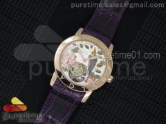 I Giardini Di Bulgari Tourbillon RG Parrot Dial on Purple Croco Strap