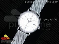Portofino Automatic SS FKF 1:1 Best Edition White Dial on SS Mesh Bracelet A2892