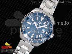 Aquaracer Calibre 5 Blue SS 1:1 Best Edition Textured Dial Ceramic Bezel on SS Bracelet Swiss SW200