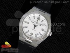 Overseas SS 1:1 Best Edition White Textured Dial on Black Rubber Strap MIYOTA9015