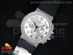 Marine Chrono 44mm SS Silver Dial Arabic Markers on Black Rubber Strap A7750