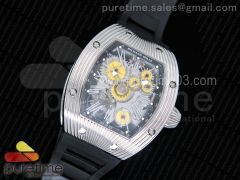 RM018 ‘Hommage a Boucheron’ SS Yellow Skeleton Dial on Black Rubber Strap 6T51
