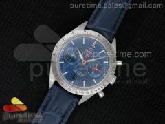 Speedmaster ’57 SS Chrono AXF Best Edition Blue Dial on Blue Leather Strap A7750