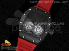 RM053 PVD Fake Tourbillon Skeleton Dial on Red Rubber Strap A2824