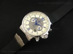 Marine Chronograph SS White Dial Blue Roman Markers