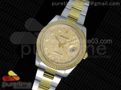 Date Just II 41mm SS/YG YG Textured Dial Lumed Marker on SS/YG Bracelet A3136