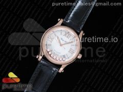 Happy Sport Automatic RG 36mm OXF White Dial on Black Leather Strap A2892