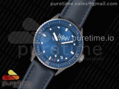 Fifty Fathoms Bathyscaphe Ceramic GF 1:1 Best Edition Blue Dial on Blue Sail-Canvas Strap A1315