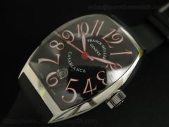 Casablanca with Date SS Black/Red on Rubber Strap