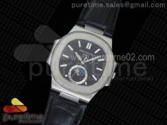 Nautilus 5726 SS Black Dial on Black Leather Strap A324