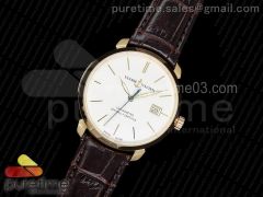 Classico RG White Dial Blue Second Hand on Brown Leather Strap A2892